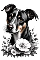 MEMORY OF MY DOG, WAY, FLOWERS tattoo design idea
