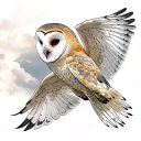 barn owl flying through cloudy sky tattoo design idea