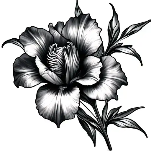 flower Bonnie and Iris flower tattoo design idea
