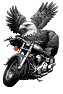 bald eagle with Harley Davidson motorcycle tattoo design idea
