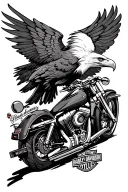 bald eagle with Harley Davidson motorcycle tattoo design idea