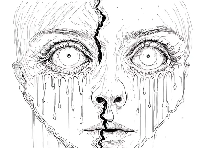 face split down middle one side with tears other side with hope the band ghost tattoo design idea