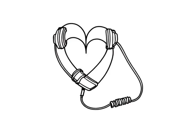 phone with cord shaped like a heart  tattoo design idea