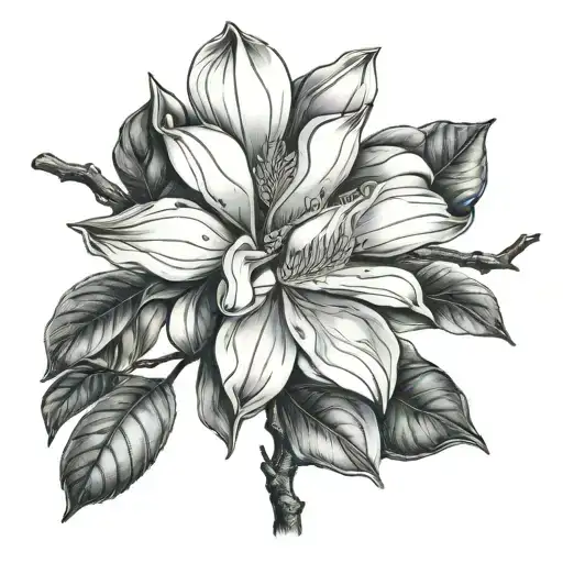 magnolia tree tattoo design idea