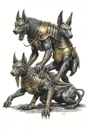 Anubis fighting Ra tattoo design idea