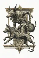 Anubis fighting Ra tattoo design idea