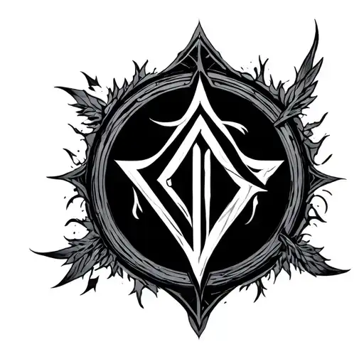 BTS logo with shadowhunter rune surrounded by fantasy tattoo design idea