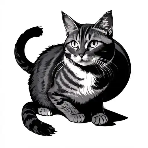 Sisyphus work with a cat tattoo design idea