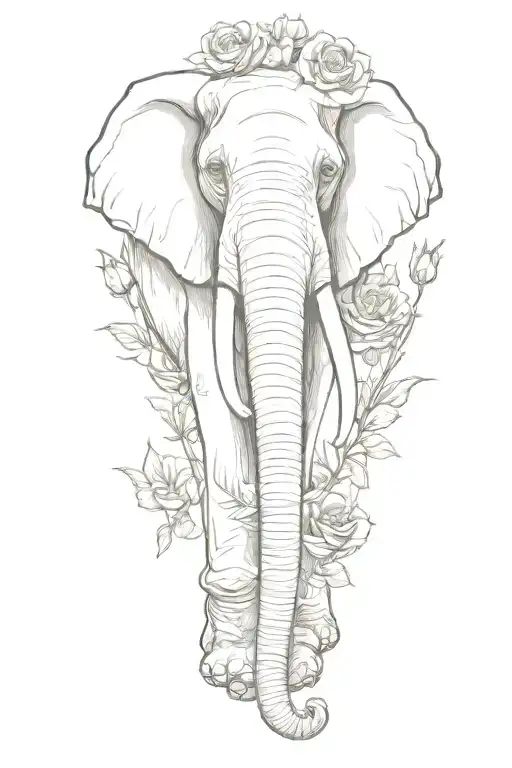 Elephant With Roses tattoo design idea