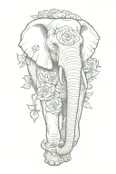 Elephant With Roses tattoo design idea