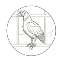 dodo bird sitting on a window tattoo design idea