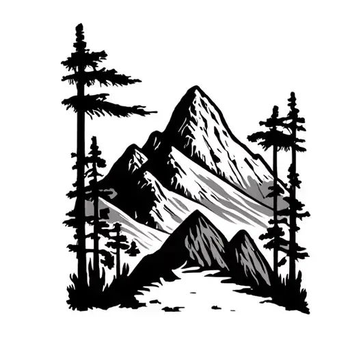 mountain range silhouette New Mexico Zia symbol tattoo design idea