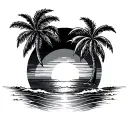 ocean sunrise with palm trees  tattoo design idea