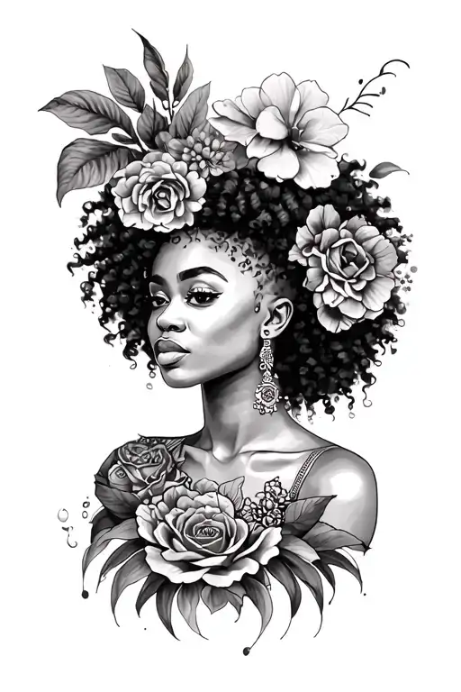 female Afrocentric feminine tattoo tattoo design idea