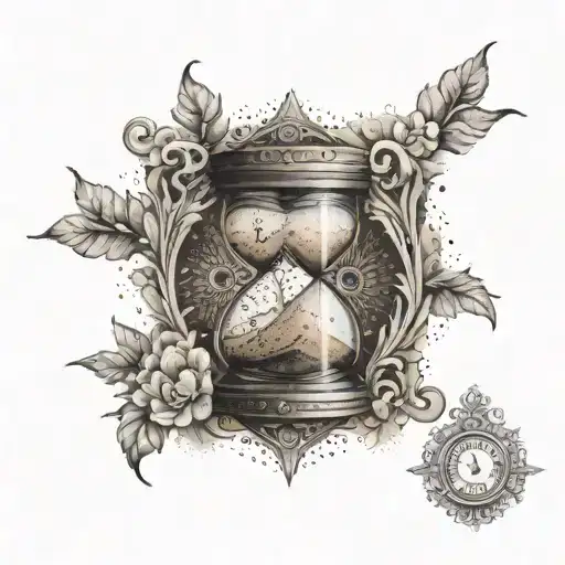 An intricate hourglass design with the sands representing the passage of time between a father and son tattoo design idea