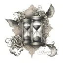 An intricate hourglass design with the sands representing the passage of time between a father and son tattoo design idea