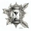 An intricate hourglass design with the sands representing the passage of time between a father and son tattoo design idea