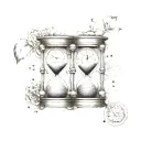 An intricate hourglass design with the sands representing the passage of time between a father and son tattoo design idea