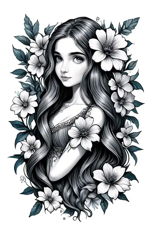 rapunzel flowers tattoo design idea
