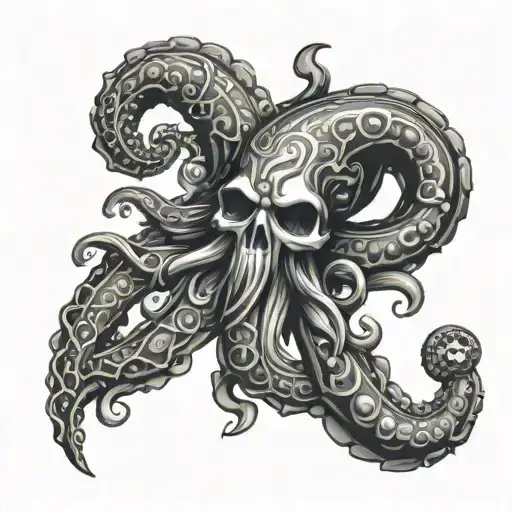 Neptunes trident with octopus tentacles navy diver motif tattoo design idea
