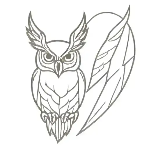 gryphon and owl inside larger owl  tattoo design idea