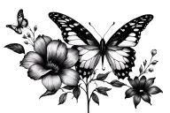 flowers and butterflies collarbone femme fatale tattoo design idea