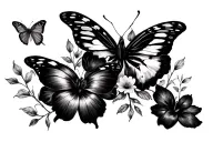 flowers and butterflies collarbone femme fatale tattoo design idea