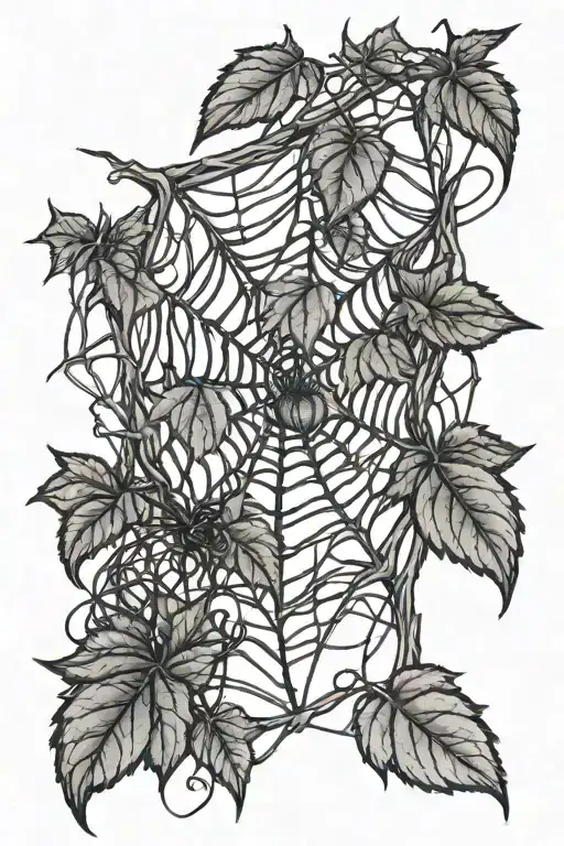 vines in a spider web tattoo design idea