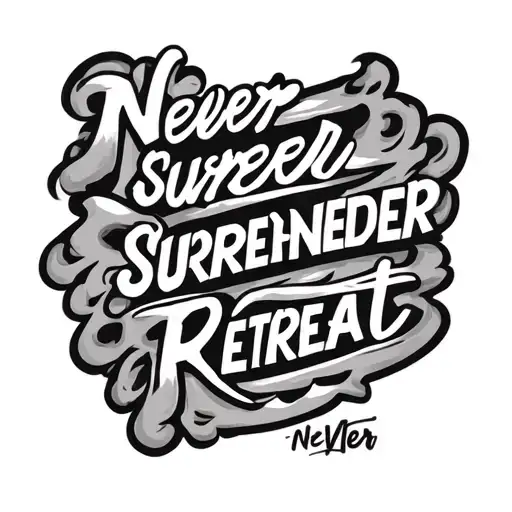 "Never surrender never retreat" hand tattoo spelled correctly quote  tattoo design idea