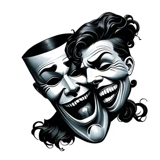 Comedy And Tragedy Masks tattoo design idea