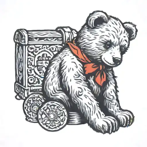 teddy bear sitting tattoo design idea