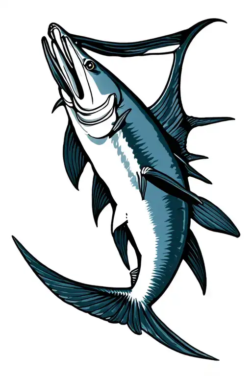 Coast Guard, Alpha Blue marlin fish tattoo design idea