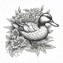 duck marigolds tattoo design idea