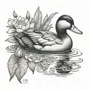duck marigolds tattoo design idea