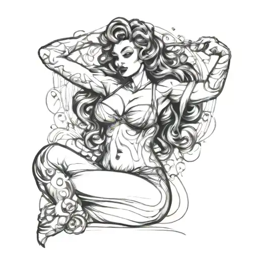 nsfw curvy pinup tattoo design idea