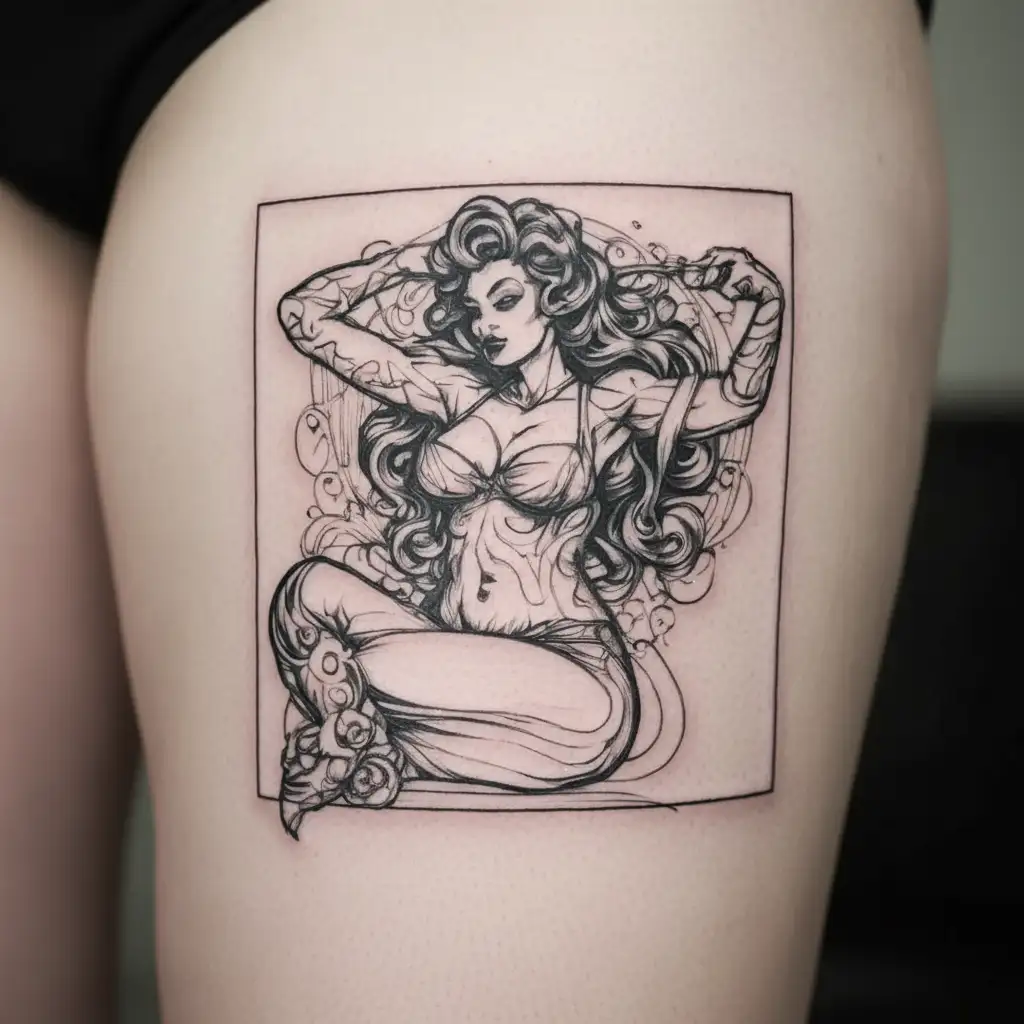 nsfw curvy pinup tattoo design idea