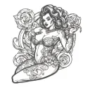 nsfw curvy pinup tattoo design idea
