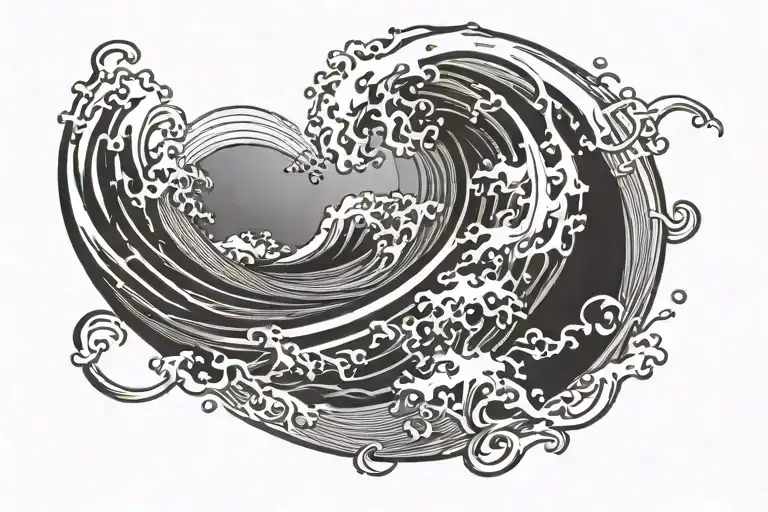 simple wave scuba diving tattoo design idea
