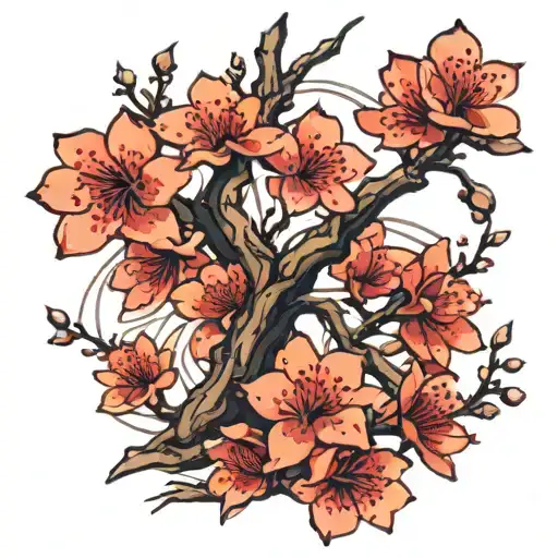 bushido cherry blossoms tattoo design idea