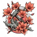 bushido cherry blossoms tattoo design idea