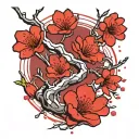 bushido cherry blossoms tattoo design idea