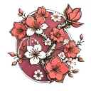 bushido cherry blossoms tattoo design idea