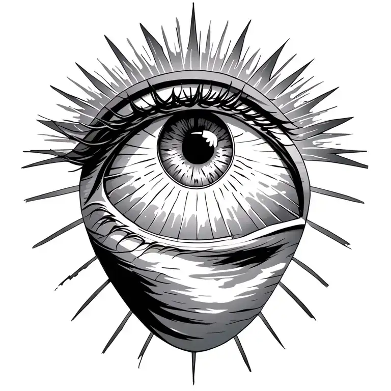 eye of providence with sun rays tattoo design idea