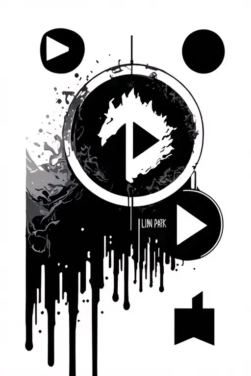 linkin park logo combined with play, pause, stop, rewind symbol tattoo design idea
