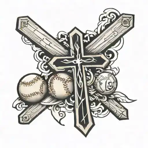 cross, baseball and 7355608 tattoo design idea