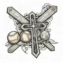 cross, baseball and 7355608 tattoo design idea