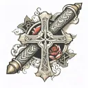 cross, baseball and 7355608 tattoo design idea