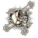 cross, baseball and 7355608 tattoo design idea