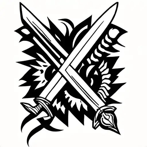 Fred Perry and sword stuck tattoo design idea