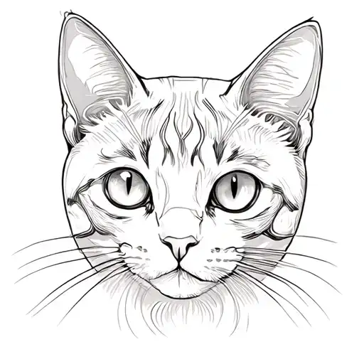 cat outline tattoo design idea